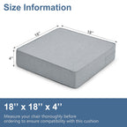 Shinnwa Gel Memory Foam Recliner Cushion for Elderly, Extra Large Seat Cushion, Dual-Layer Foam Chair Pad for Couch, Armchair, Wicker Chairs, Floor, 18 × 18 × 4in, Light Gray