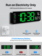 MASHI Digital Wall Clock, 17.3" Large Display Digital Clock with Remote Control, Auto-Dimming Wall Clock with Night Light, DST, Date Week,Temp for Living Room, Bedroom, Decor, Gift for Elderly