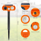 2PcsUltrasonic Animal Repellent Outdoor Solar Animal Repeller Waterproof with Motion Detection&Strobe Flashing Light Sensor forCat,Deer,Skunk Repellent Devices Deterrent for Yard,Garden,Farm