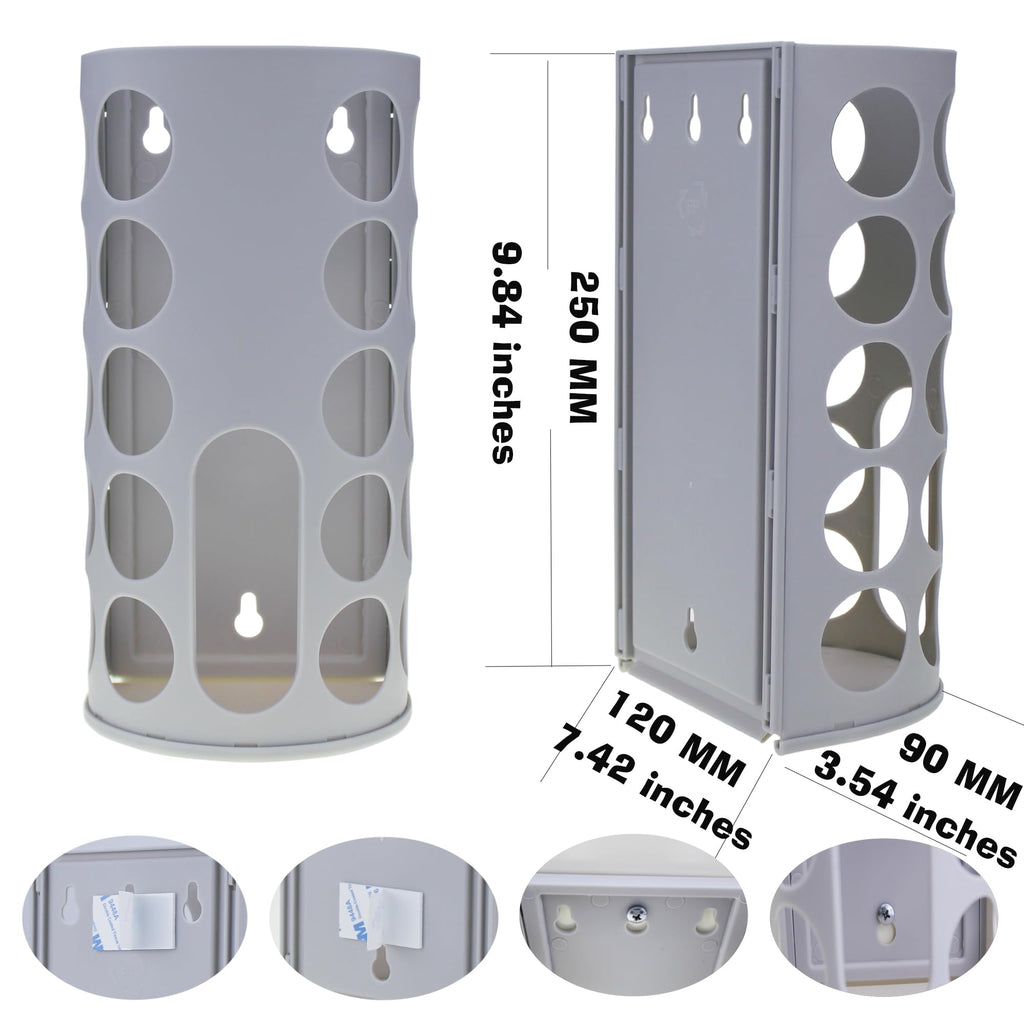 KozyGather Wall-Mounted Plastic Bag Holder (2 Pack) - Multi-Use Kitchen Organizer for Grocery Bags, Socks & Underwear | Space-Saving Design with Adhesive & Screws