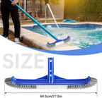 Pool Brush Head & Fine Mesh Pool Skimmer Kit，17" Pool Brushes for Cleaning Pool Wall， Reinforced Frame Pool Net Leaf Skimmer Cleaning Tool with Deep Fine Nylon Mesh Net Bag for Fast Cleaning