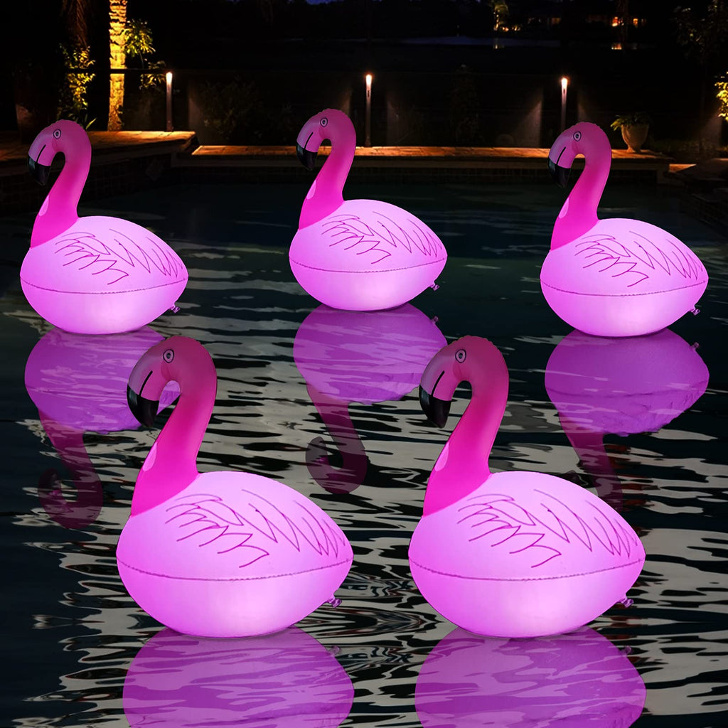 Cootway Flamingo Floating Pool Lights, Waterproof Inflatable Solar Pool Lights for Swimming Pool, Outdoor LED Glow Floating Light for Beach, Garden Backyard, Patio Lawn, Hot tub Decor (1 Piece)