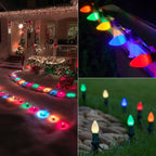Couah Christmas Light Bulbs C7 Multi-Color Replacement Bulbs（25 Pack） C7 Ceramic Outdoor String Light Replacement Bulbs, C7/E12 Candelabra Base, 5 Watt