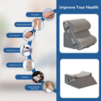 Ahpmeoa 6PCS Wedge Pillow Set for After Surgery, Sit Up Pillow for Bed, Back Support Pillow, Bed Wedge for Shoulder, Leg Pain Relief, Post Surgery Pillow for Sleeping, Acid Reflux, Grey