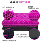 Gel Seat Cushion for Long Sitting, Extra Thick Gel Cushion for Wheelchair Soft Chair Pads Cushion for Office Home Chairs Car Seats Long Trips - Back Sciatica Hip Tailbone Pain Relief Cushion (Violet)