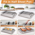 Cooling Rack for Baking 3 Tiers, 16" x 10" Cookie Cooling Wire Rack Stackable Collapsible Nonstick, Stainless Steel Baking Cooking Cooling Racks with Optimum Air Flow, Black