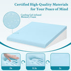 Domusensus Wedge Pillow for Sleeping, 7.5" Bed Wedge Pillow for After Surgery, Triangle Pillow Wedge for Heartburn, Acid Reflux, GERD, Back Pain Relief, Neck Pain, Soft & Cooling Memory Foam Top
