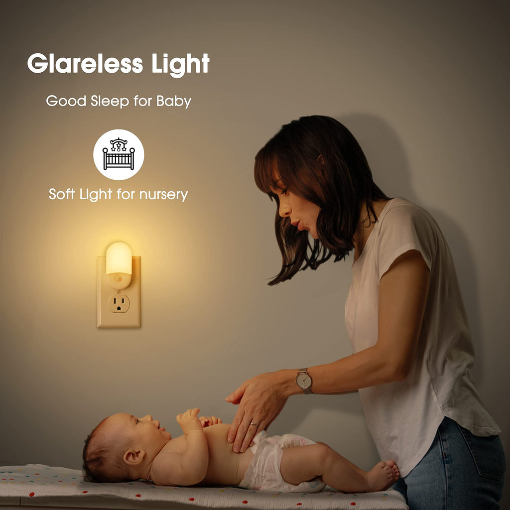 L LOHAS LED Night Lights Plug into Wall, [4 Pack] LED Night Light with Light Sensors, 30/60LM Nightlights for Kids Room, Soft White 3000K, 0.6W Automatic Plug in Wall Light for Bedroom, Hallway