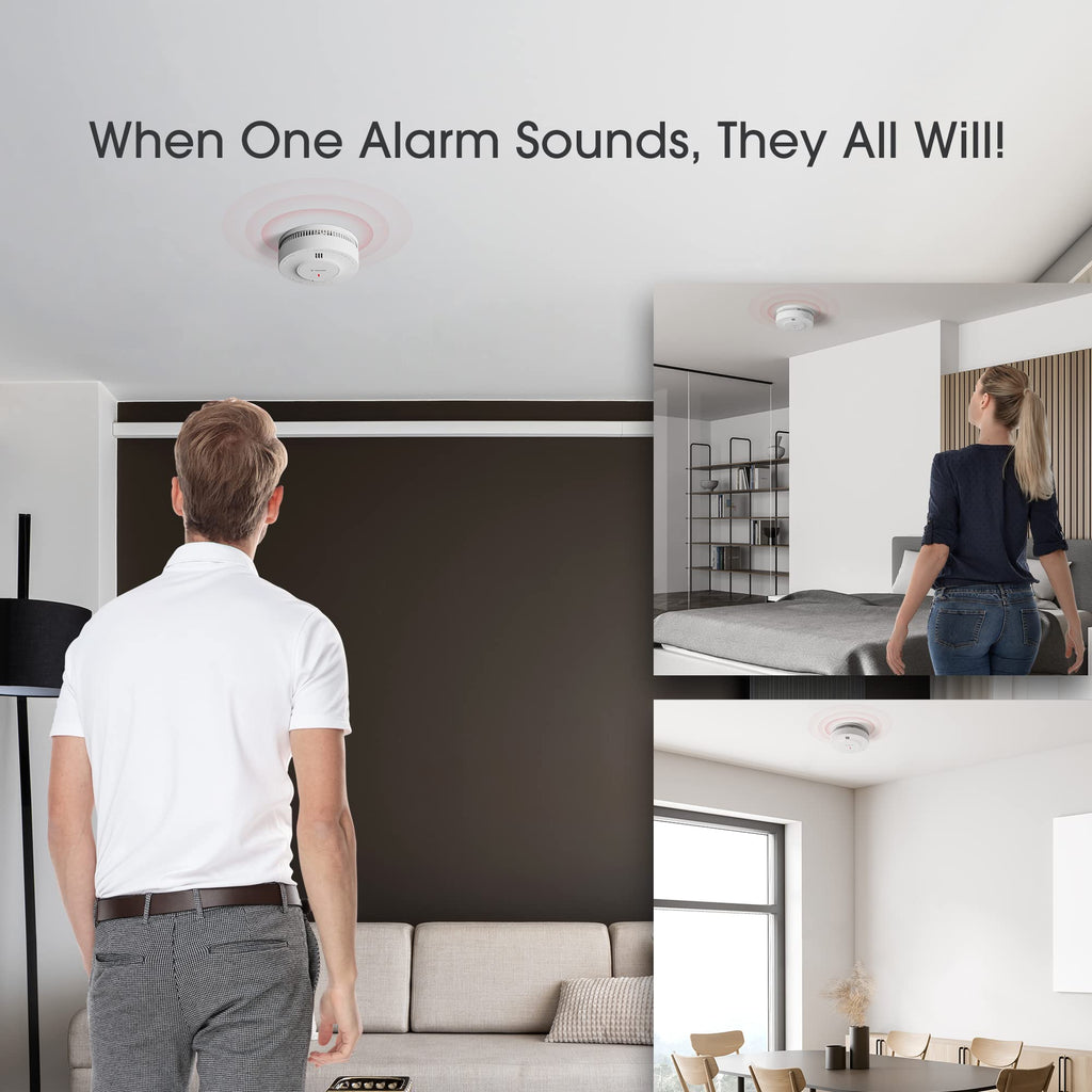 X-Sense Wireless Interconnected Smoke Detector Fire Alarm with Over 820 ft Transmission Range, SD19-W, 1-Pack