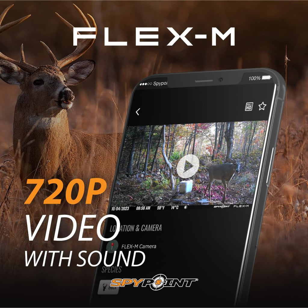 SPYPOINT Flex-M Twin Pack Cellular Trail Cameras - Best Value in Hunting Accessories, No WiFi Needed, GPS, Night Vision, Dual-Sim LTE, IP65 Water-Resistant, 28MP Photos, 720p Videos + Sound (2)
