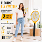 2 Pack Electric Fly Swatter, Bug Zapper Racket for Indoor Pest Control, Handheld Insect Killer Bat Battery Powered Electric Mosquito Swatter for Outdoor and Home