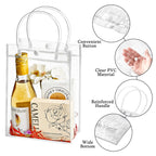 Ohuimrt 24 PCS Clear Plastic Gift Bags with Handles, Reusable Party Favor Bags with Ribbon Transparent Gift Wrap Bags Bulk for Weddings Birthdays, 5.9 x 7.9 x 2.8 Inches