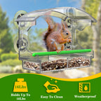 2 Pack Window Bird Feeder with Strong Suction Cups Durable and Sturdy Large Acrylic Clear Bird Feeder for Window Viewing, Bird House for Outdoors Window Viewing, Bird Watching Gifts for Elderly Kids
