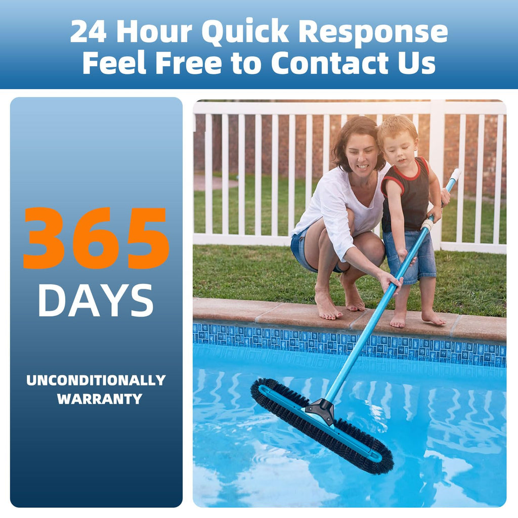 WXFANA 20" Wide Pool Brush Head, Heavy Duty Pool Cleaning Brush with 12-Rows Soft Bristles, Inground/Above Ground Pool Brushes with Curved Ends, Safe for Vinyl Liner