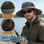 Men's Waterproof Sun Hat, Outdoor Sun Protection Bucket Safari Cap For Safari Fishing Hunting Dark Gray One Size