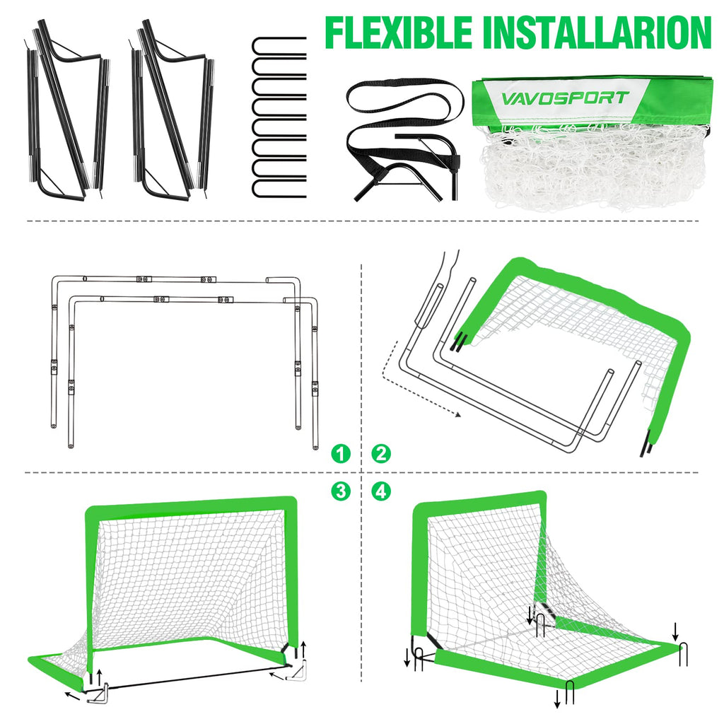 Kids Soccer Goals for Backyard Set - 2 of 4' x 3' Portable Soccer Goal Training Equipment, Soccer Net with Soccer Ball, Christmas Soccer Gifts for Kids and Youth Games, Sports, Outdoor Play