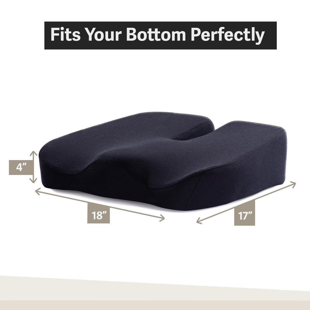 Elmara Wheelchair Seat Cushion Set – Relieve Back, Coccyx, Sciatica Pain – 18"x17"x4" Non-Slip Wheelchair Cushions for Pressure Relief, Wheel Chair Cushions for Seniors, Cushion for Wheelchair (Black)
