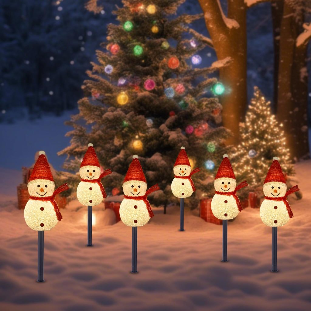 Solar Christmas Pathway Lights Outdoor Decor, Set of 3 Led Snowman Stake Lights, Waterproof Walkway Landscape Lights for Winter Yard, Garden, Solar Christmas Decorations (3pcs-Snowman B)