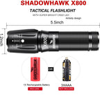 Shadowhawk X800 6000 lumens Torches Super Bright Led Torch Powerful Military Tactical Flashlight Torch for Dog Walking Hiking Emergency Gift