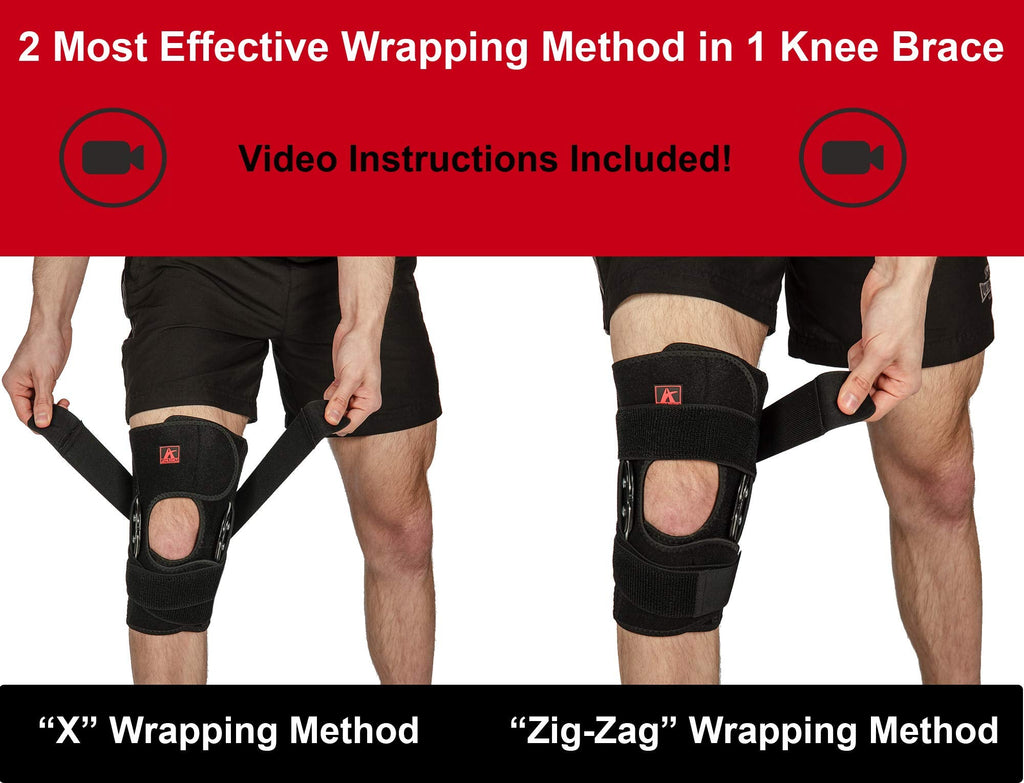 Hinged Knee Brace Support with Strap & Side Patella Stabilizers for Protection & Pain Relief for Arthritis, Meniscus Tear, ACL, MCL - Sports Compression Wrap for Running & Recovery - Men & Women (M)