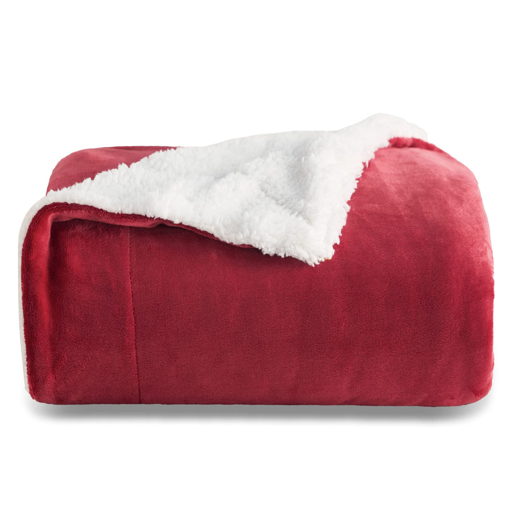 Bedsure Sherpa Fleece Red Throw Blanket for Couch - Thick and Warm Blanket for Winter, Christmas Throw Blanket Gift, Christmas Blanket Decor, 50x60 Inches