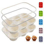 2 Pack 6 Cups Silicone Mini Muffin Pan with Metal Reinforced Frame Silicone Molds Cupcake Cake Baking Pans Cookie Baking Chocoflan Cupcake Mold Cake Molds Kitchen Baking Mom Gift Home Essentials