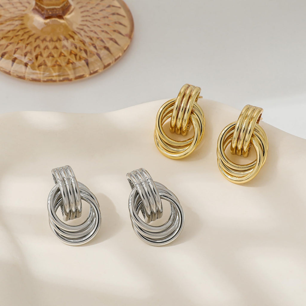 Trendy Gold Plated Knot Earrings for Women Chunky Statement Drop Dangle Earrings Lightweight Hypoallergenic Fashion Accessories Gifts for Womens Gold Jewelry