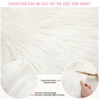 Faux Fur Fabric Christmas Fluffy Fuzzy Craft Shaggy Synthetic Plush Patch Sewing Fur Cuts for DIY Halloween Winter Costume Gnome Beard Miniature Dolls Costume Rugs Mats (White,60 x 18 Inch)