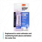 3M Marine Adhesive Sealant 5200 (05203) Permanent Bonding and Sealing for Boats and RVs Above and Below the Waterline Waterproof Repair, White, 3 fl oz Tube