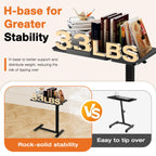 Sweetcrispy Overbed Bedside Table, Mobile Standing Desk Adjustable Height, Small Rolling Laptop Computer with Wheels, Tiltable Desktop with Tray for Hospital Office Bedroom Sofa Teachers, Black