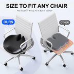 Benazcap Large Seat Cushion for Office Chair Memory Foam Coccyx Pain Relief Cushion Pillow for Back Support Non-Slip Seat Pad for Office Desk, Car Seat, Wheelchair, Sciatica-Black&Grey