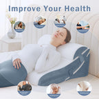 SlumbayTale Bed Wedge Pillow for Sleeping, 12&18&25 Inch Adjustable Height Memory Foam Wedge Pillow for After Surgery, 12-in-1 Wedge Pillow for Acid Reflux, Snoring, Gerd, Back Pain