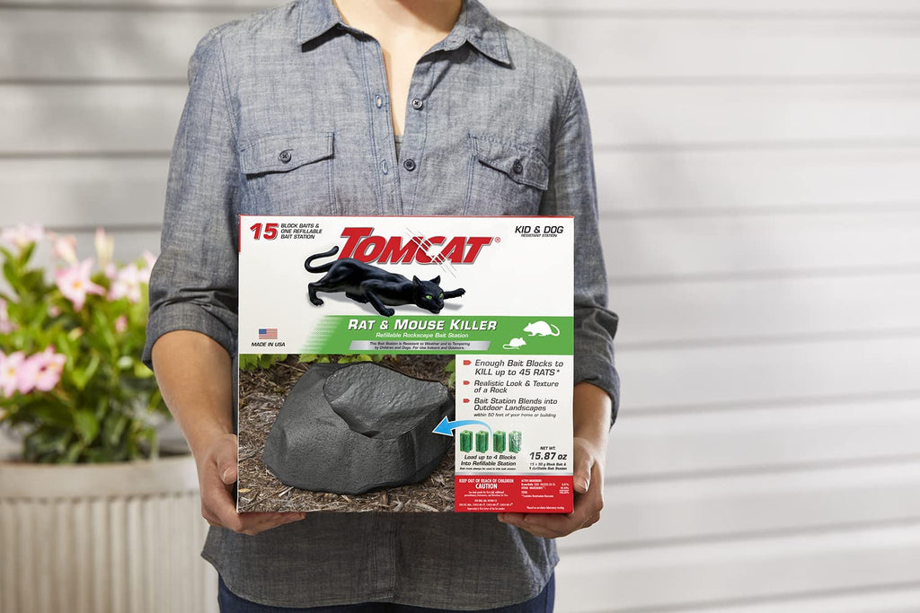 Tomcat Rockscape Bait Station: Rat and Mouse Killer, Discreetly Place Outdoors, Refillable, Kid and Dog Resistant