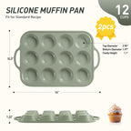 2 Packs 12 Cups Silicone Muffin Pan with Metal Reinforced Frame Regular Size Cupcake Pan Tray Egg Bites Silicone Circle Cookie Molds Muffin Tin Tart Pans Baking Sheet Set for Breakfast Sandwiches