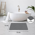 ZIKIBL Stone Bath mat Diatomaceous Earth Bath Mat Super Absorbent Non-Slip Diatomite Stone Bath Mats for Bathroom Quick-Drying Stone Shower Mat Easy to Clean（24 * 16'' Grey）