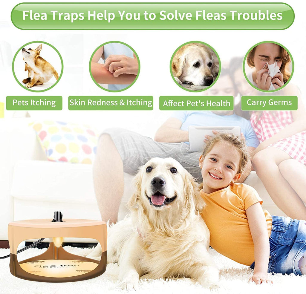 Protecker Flea Traps for Inside Your Home,2023 Upgraded Electronic Flea Trap,Flea Traps for Inside Your Home with Light,Flea with Refills and Sticky Pads,Flea Bombs for Home(2 Pack)