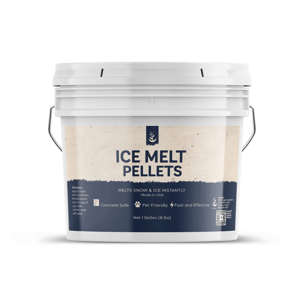 PURE ORIGINAL INGREDIENTS Ice Melt Pellets (1 Gallon) Fast-Acting & Powerful, Safe on Concrete, Asphalt & Wood, Non-Corrosive
