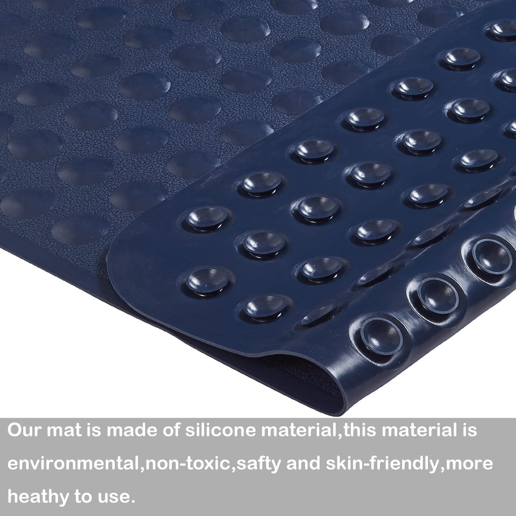 Yanzifly Bathtub Mat Non Slip Bath Mat for Tub Silicone Soft & Safe, Bath Tub Mat Non Slip Shower Mats, Suction Cups Bath Tub Anti Slip Matt for Kids Elderly Non Toxic, Machine Washable - Navy Blue