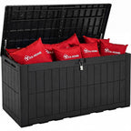 YITAHOME 134 Gallon Large Deck Box, Waterproof Resin Outdoor Storage Box with Lock, Doubles as 2-Person Bench Seating for Patio Furniture Cushions,Garden Tools & Pool Accessories, Black