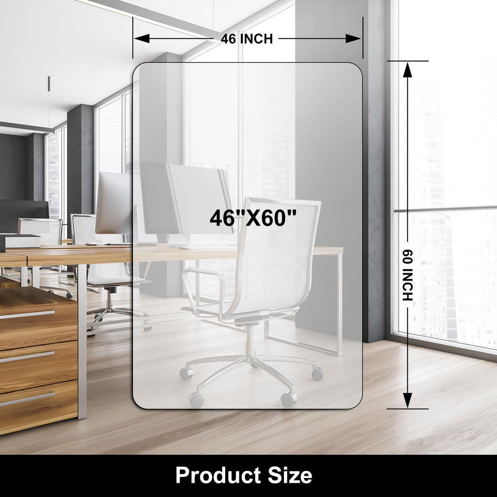Kuyal Chair Mat for Hardwood Floor,46 x 60 inches Rectangle Desk Durable Wood/Tile Protection Mat for Rolling Chairs, Non-Studded Bottom