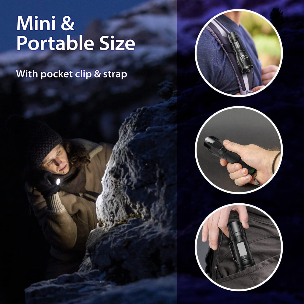 MOWETOO UV Flashlight, 2 in 1 395 nm LED Flashlight with UV Black Light & White Light, 500LM, 4 Modes & Waterproof Pet Urine Detector (1 Pack)