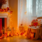 JMEXSUSS Connectable Orange Halloween Lights Indoor, 33ft 100 LED Orange String Lights Outdoor Waterproof with 8 Modes, Plug in Orange Christmas Lights Clear Wire for Halloween Thanksgiving Fall