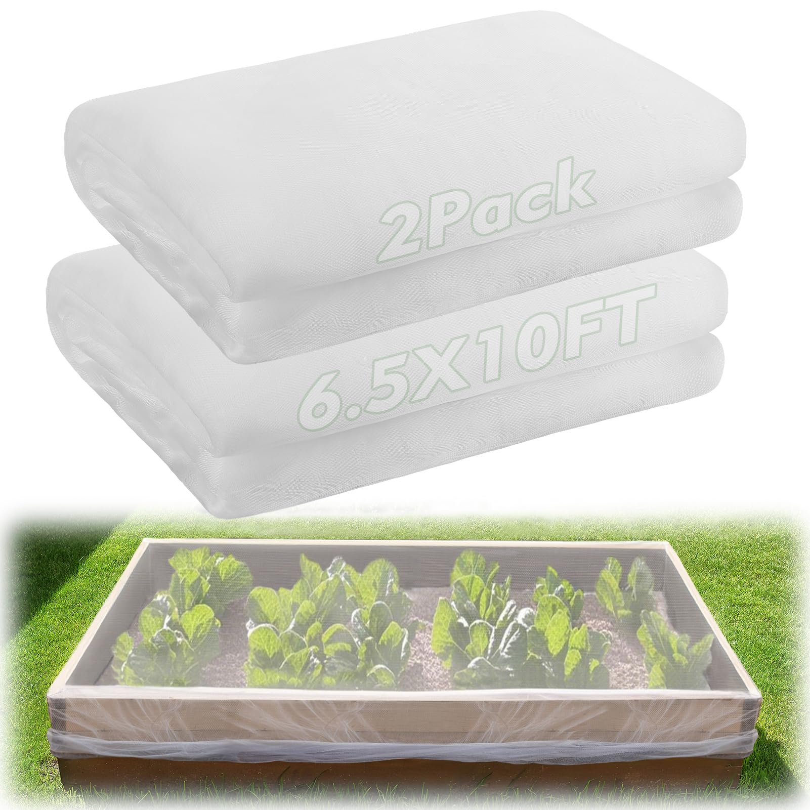2 Pack 6.5x10ft Garden Netting - Ultra Fine Mesh Plant Covers to Keep Small Animals Pest Out, Bird Barrier Screen for Protecting Vegetables Fruits Flowers Raised Beds (Without Support Pole)