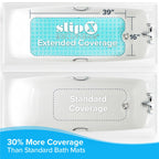 SlipX Solutions Power Grip Extra Long Bath Tub & Shower Mat 39x16, Wet Floor Non-Slip for Elderly & Kids Bathroom, 30% Longer Bathtub Mats, 200 Suction Cups, Drain Holes (1, Translucent Aqua)