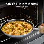 MAGICFEFE Non Stick Frying Pan 12 Inch with Lid, Hybrid Nonstick Stainless Steel Skillet Pan with Stay-cooling Handle, PFOA Free Non Toxic Dishwash & Oven Safe, Induction Ready, All Cooktops