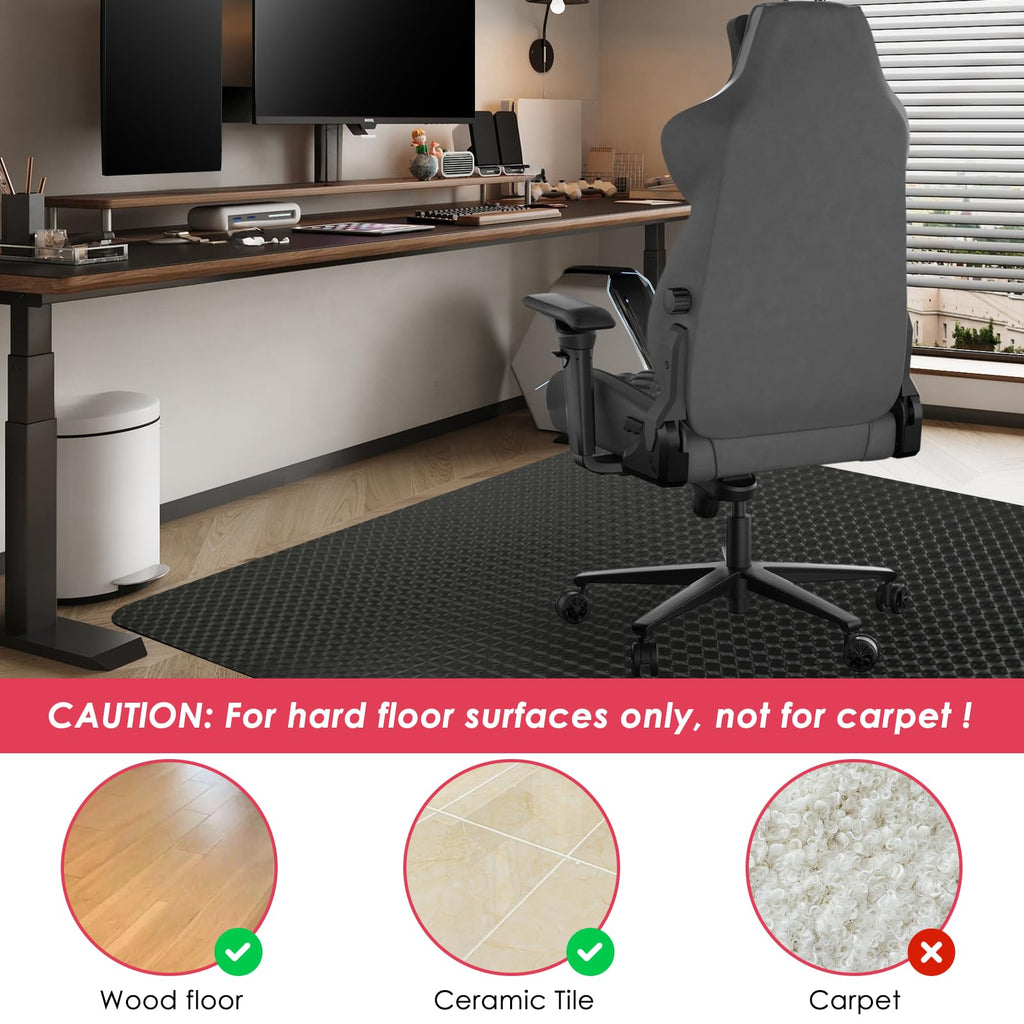 Vicwe Gaming Chair Mat for Hardwood Floor, 60"×46" Large Office Chair Mat, PVC Computer Chair Mat, Easy Glide, Floor Protector for Rolling Chair-Black