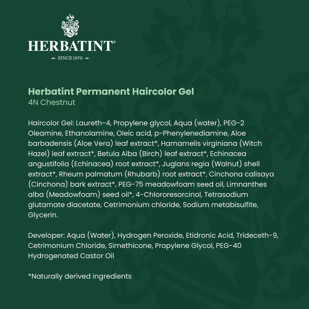 Herbatint Permanent Haircolor Gel, 4N Chestnut, Alcohol Free, Vegan, 100% Grey Coverage - 4.56 oz (3 Pack)