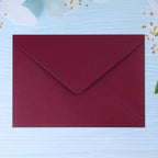 PONATIA 50 PCS/Pack A7 Envelopes, 5.25 x 7.5'' Shiny Burgundy Envelopes, 5x7 envelopes Perfect for Wedding Invitation Cards, Greenting Cards, Christmas Gift Cards Envelopes
