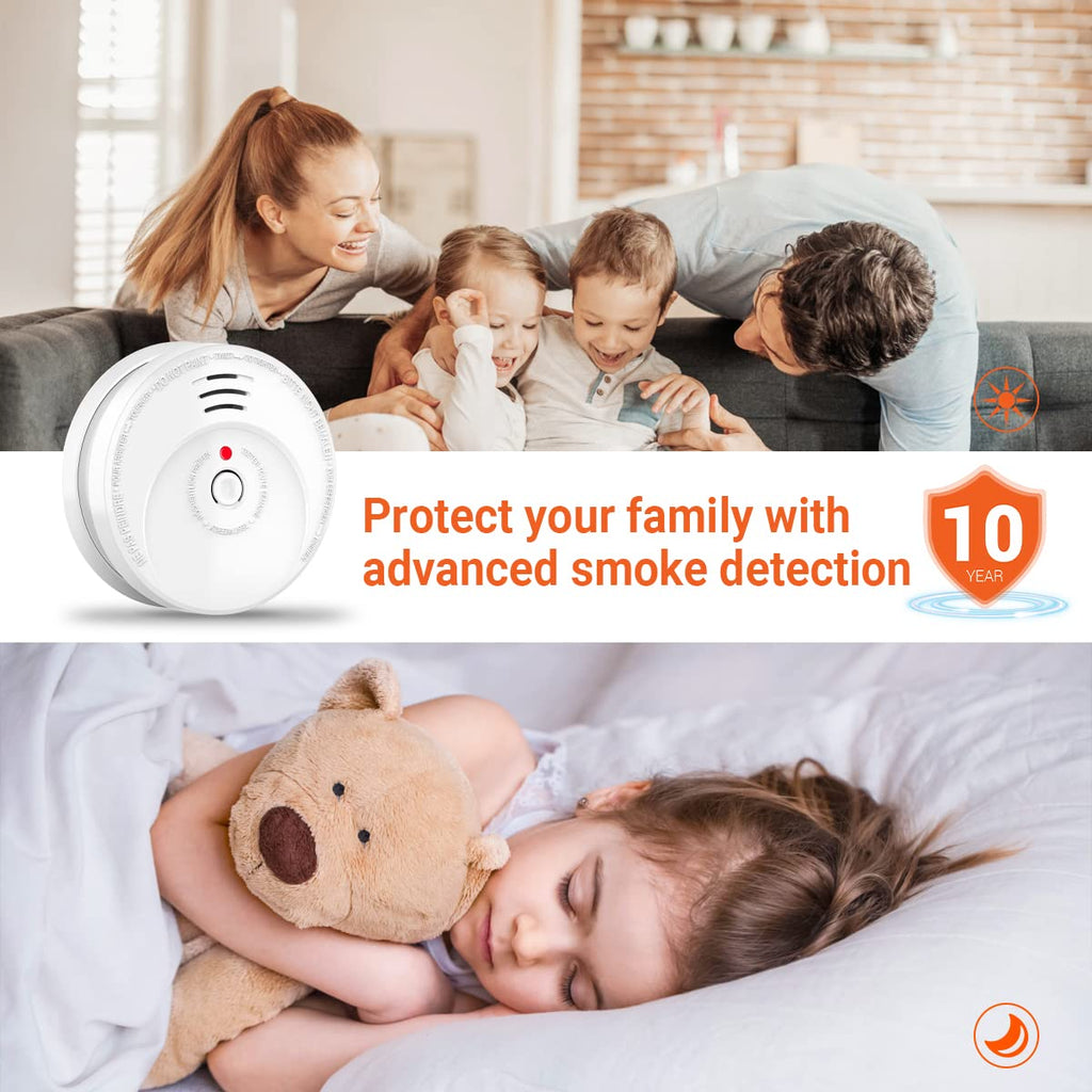 Jemay Smoke Alarm, Fire Alarm Smoke Detector with Battery Backup, Smoke Detector with Test Button, 8 Packs