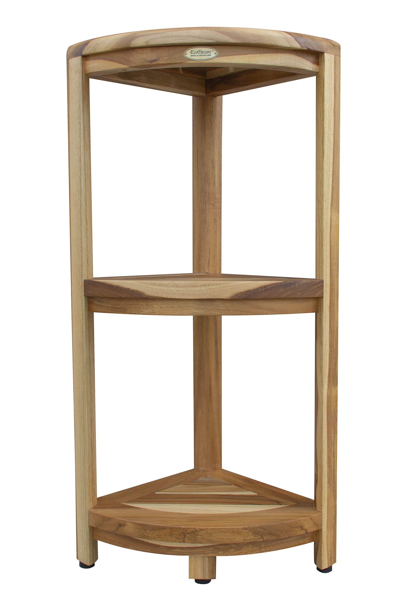 EcoDecors, Snazzy Corner, Teak Corner Shower Shelf, Shower Stand Corner, Corner Shelf for Shower, Teak Shower Stool, Teak Shower Caddy, Teak Shower Shelves, 2 Tier